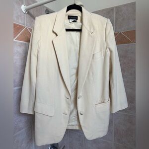 Vintage Donna Karan Bergdorf Goodman Cream Wool Cashmere Blend Coat